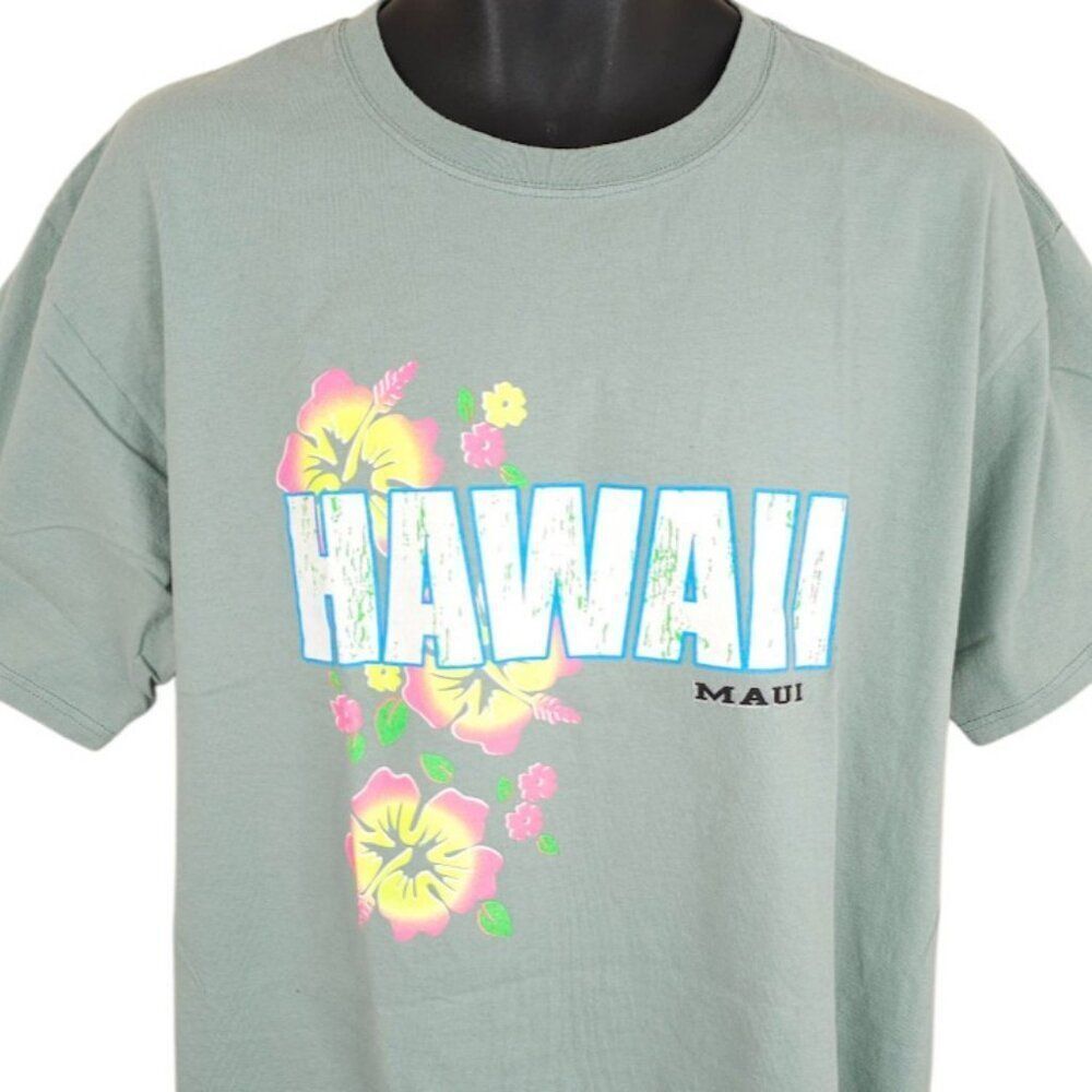 Vintage Maui Hawaii T Shirt Mens Size XL Green Y2K Hawaiian Destination Travel
